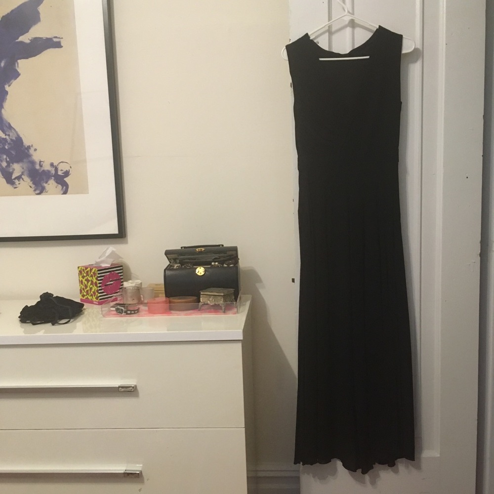 Karen Millen black full length low-back dress